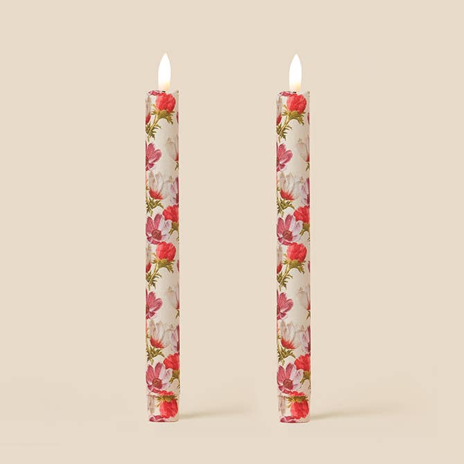 Anemone Flameless LED Wax Candles: Parchment Green