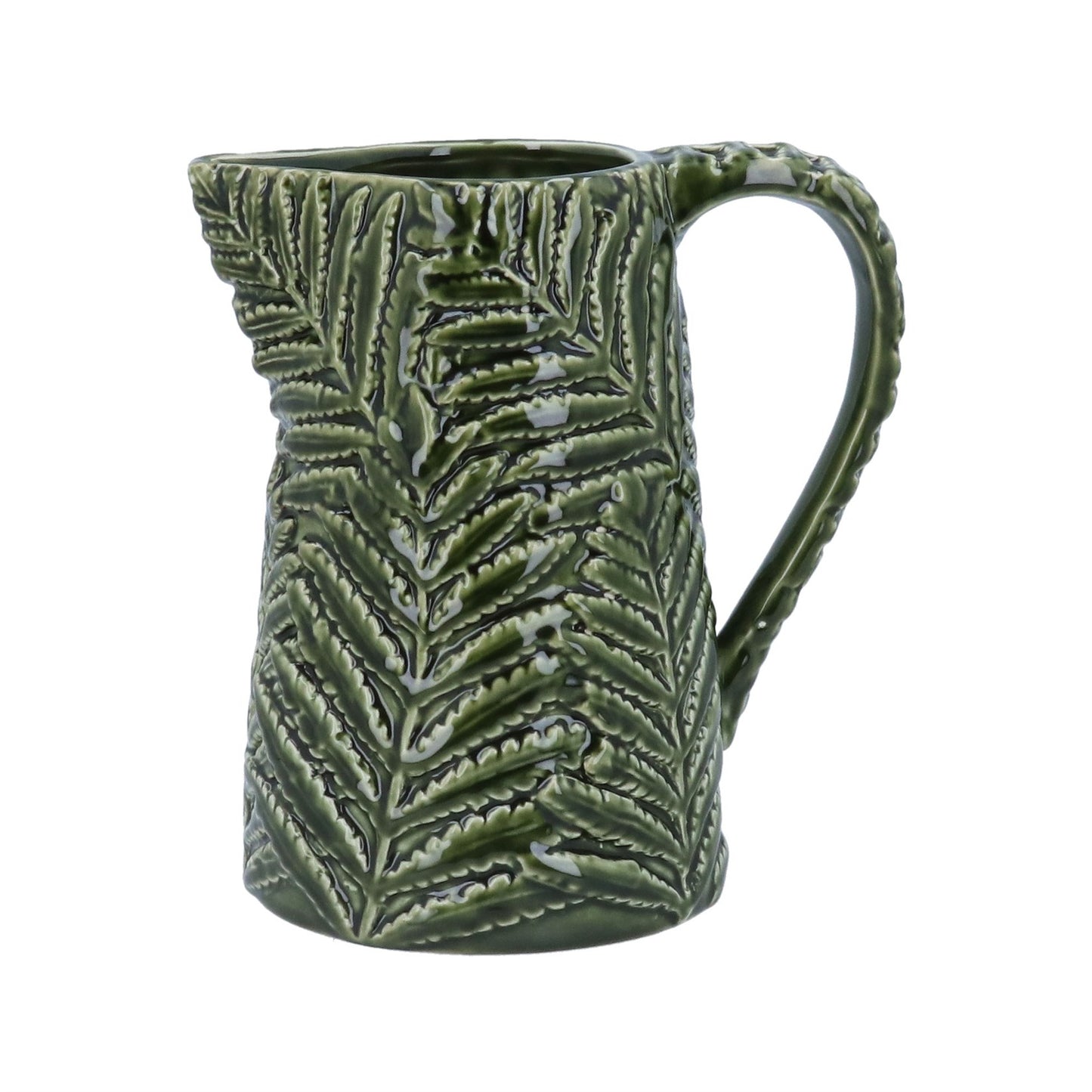 Tall Green Ceramic Fern Jug