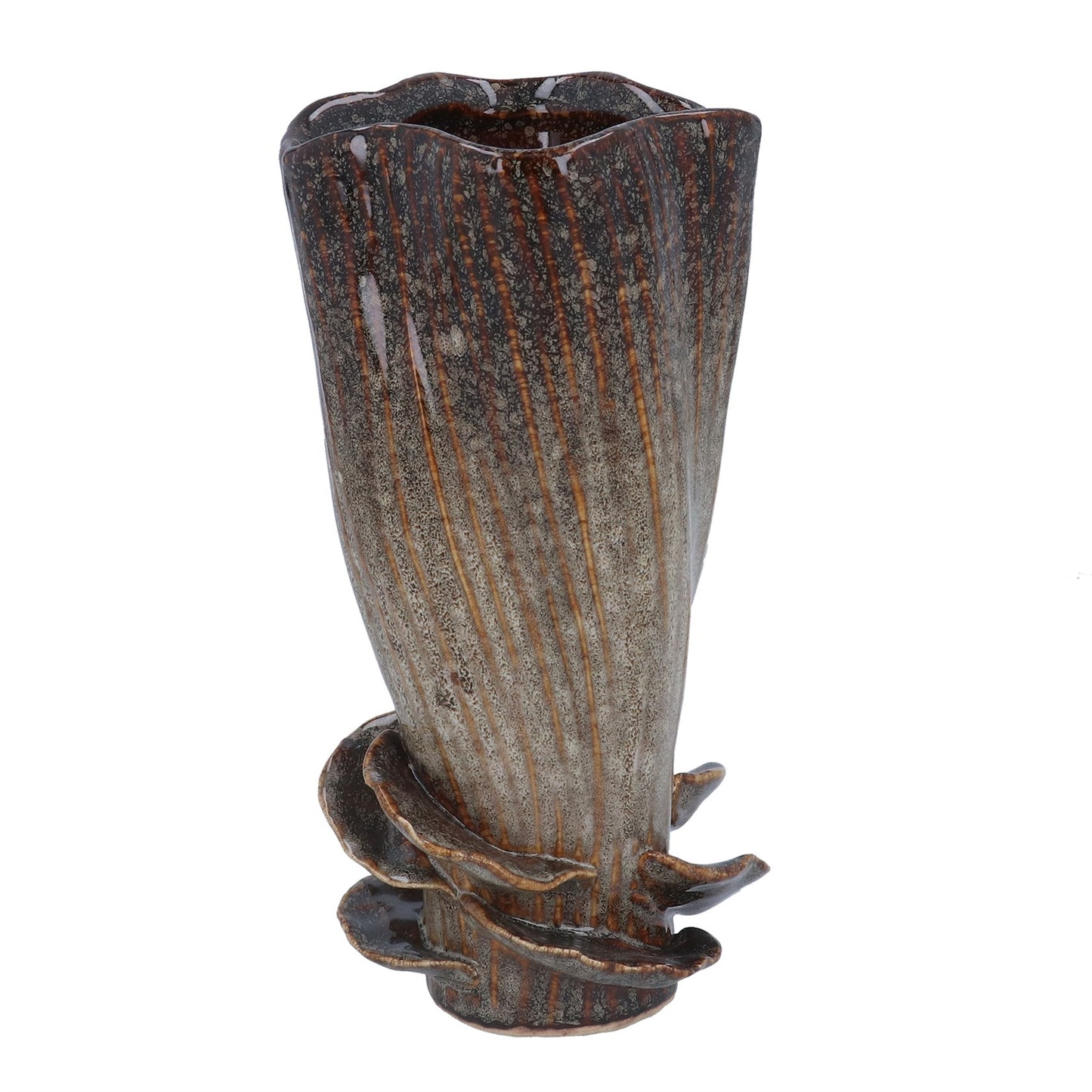 Brown Mushroom Stoneware Vase