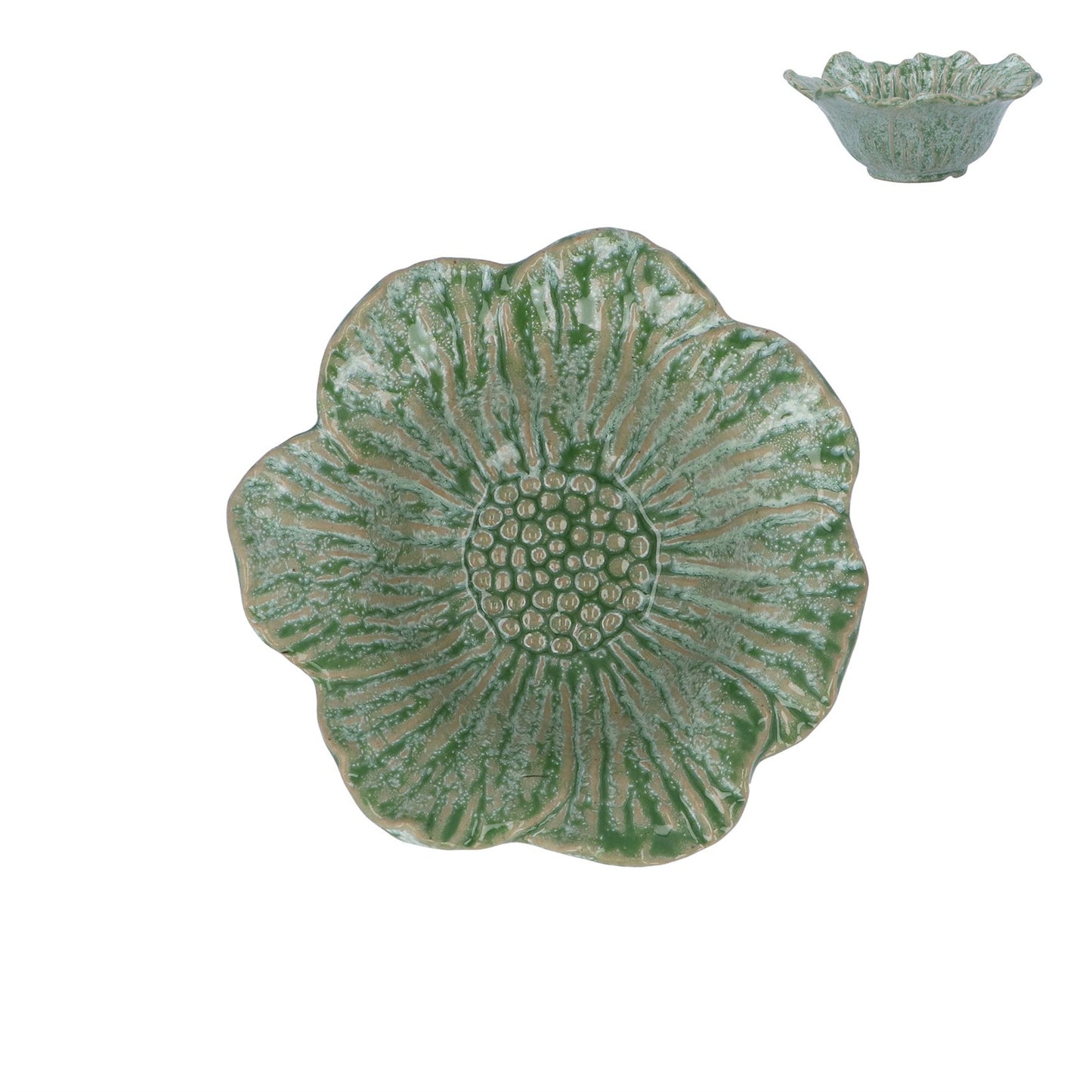 Green Speckle Porcelain Flower Bowl