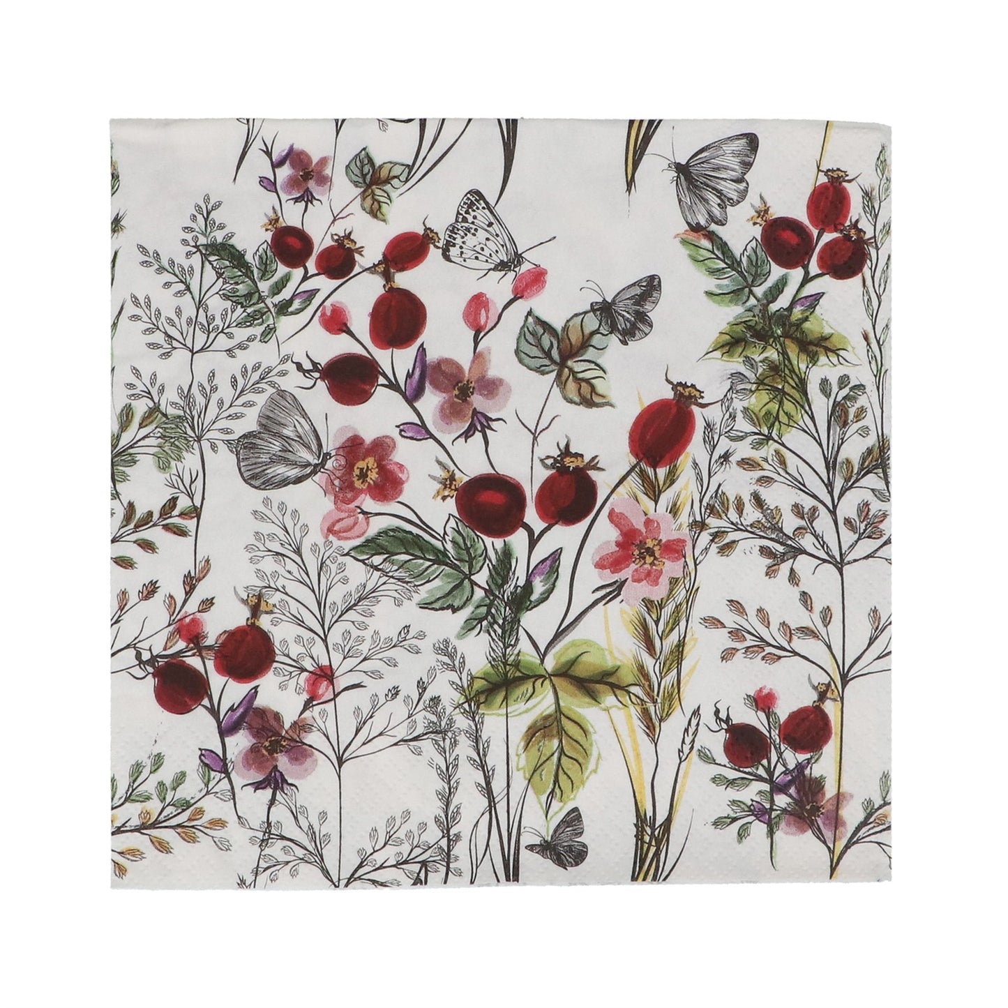 Rosehip and Butterfly 20 Paper Napkins