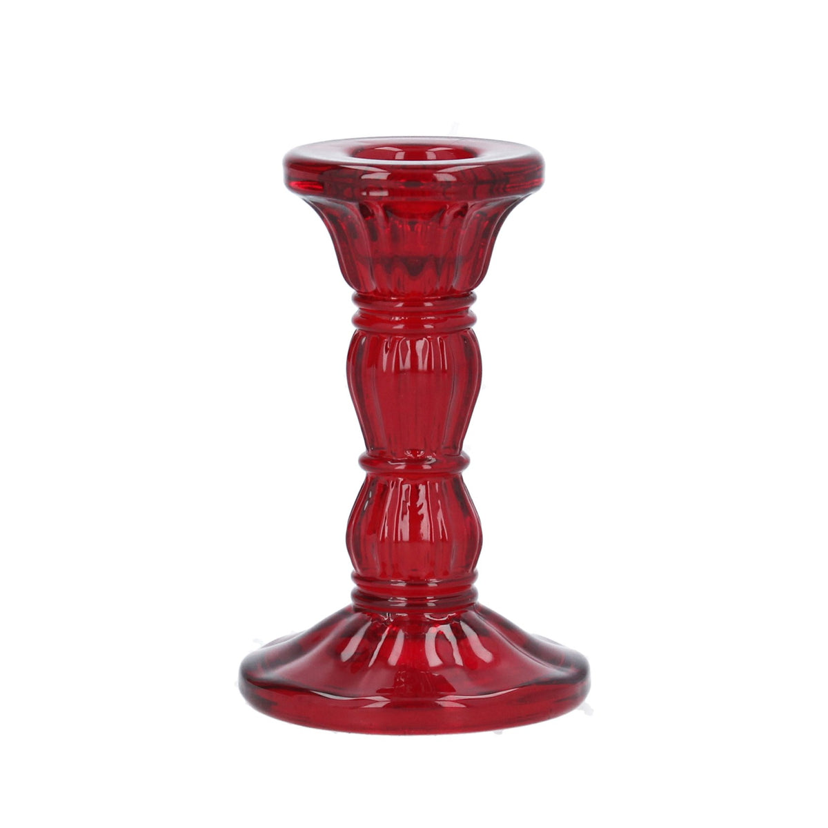 Red Glass Candlestick 10cm