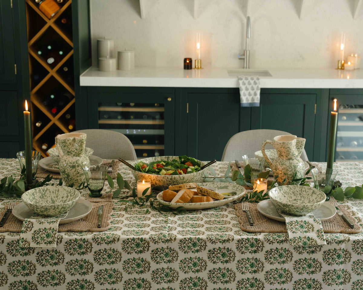 Olive Green Splatter Oval Platter from Fasano Ceramiche