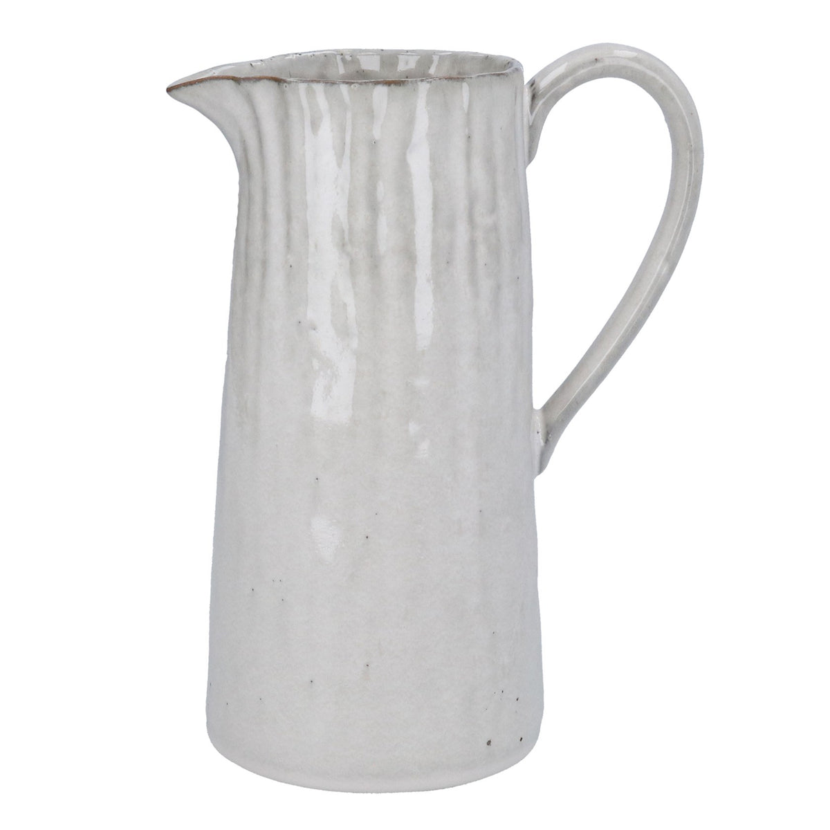 White ceramic pitcher on a white background