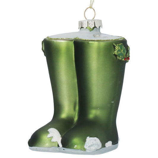 Gisela Graham Glass Hanging Wellington Boot 9cm