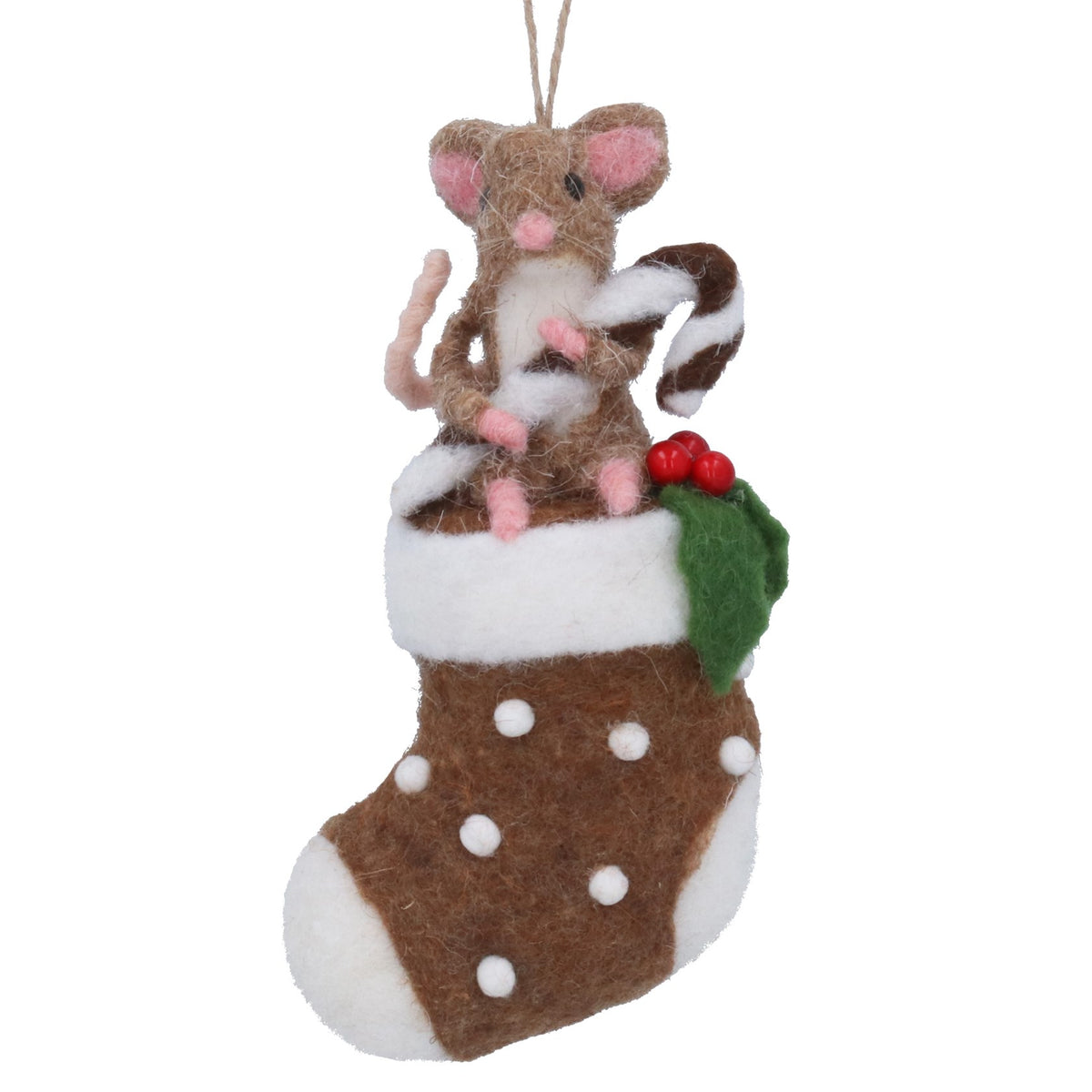 Mouse on Stocking Tree Decoration