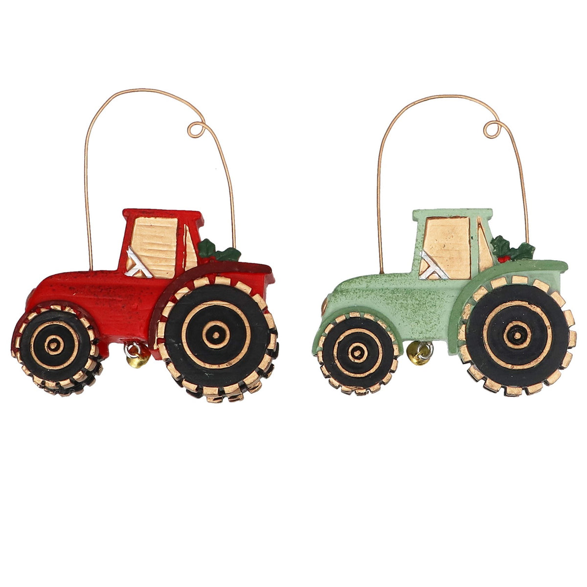 Gisela Graham Red and Green Resin Tractor Tree Decoration