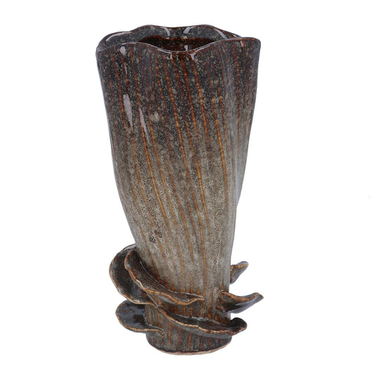 Brown Mushroom Stoneware Vase