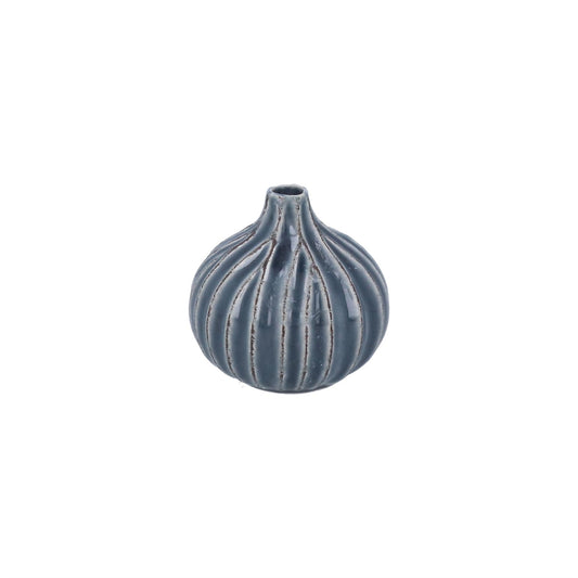 Petrol Blue Stoneware Onion Vase