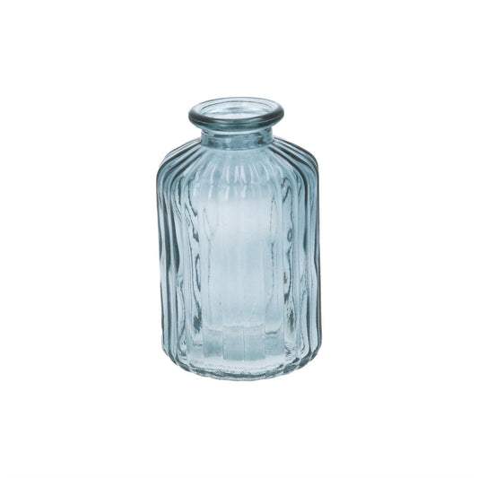 Blue Ribbed Bud Vase