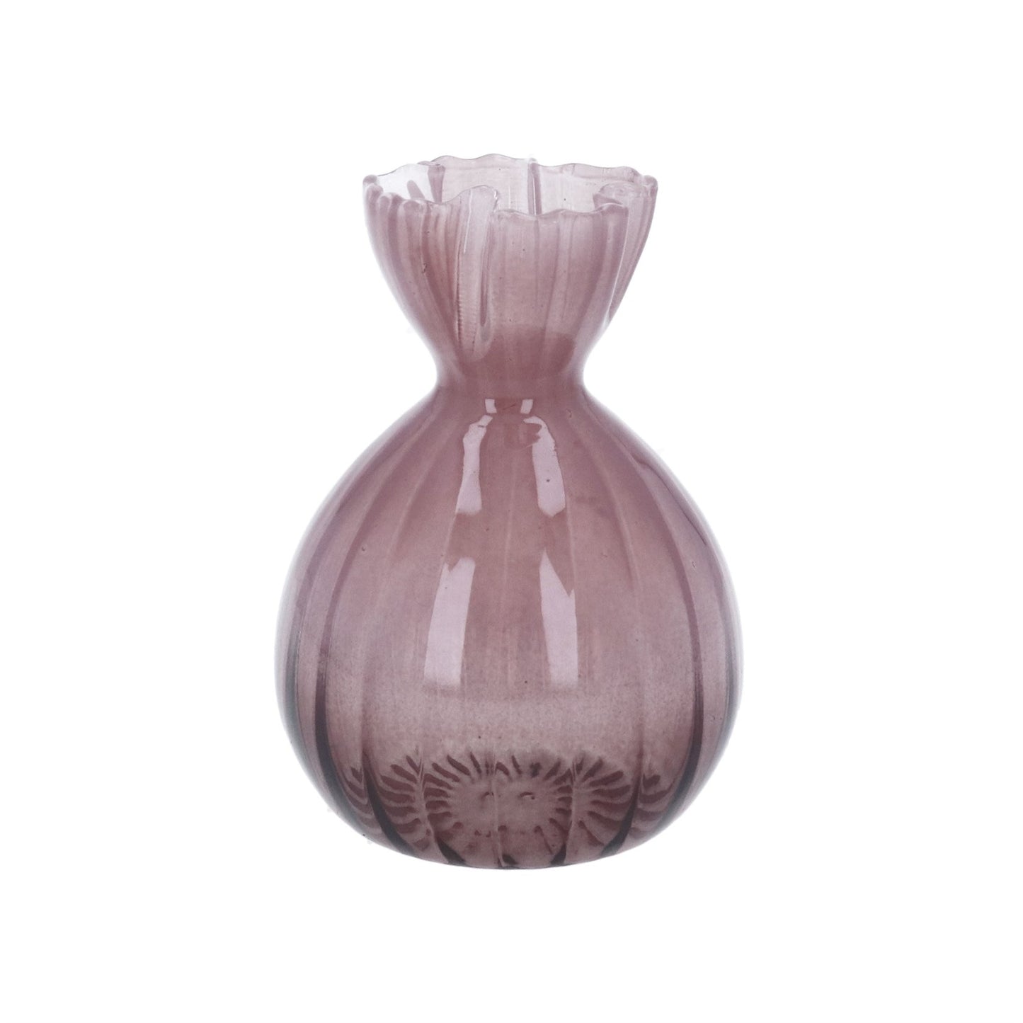 Mauve Glass Frill Bud Vase