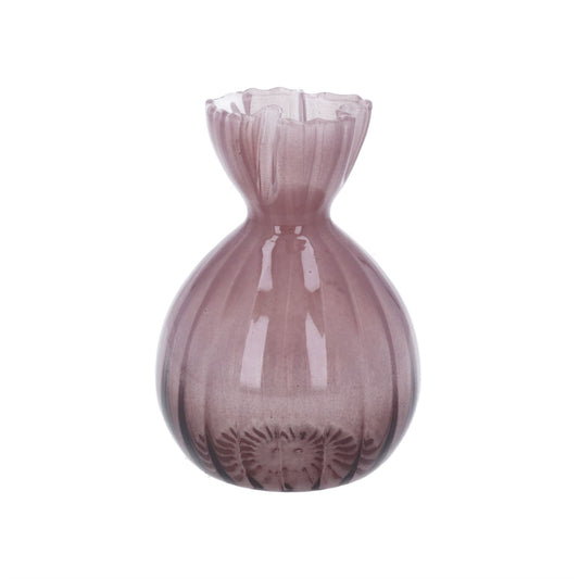 Mauve Glass Frill Bud Vase