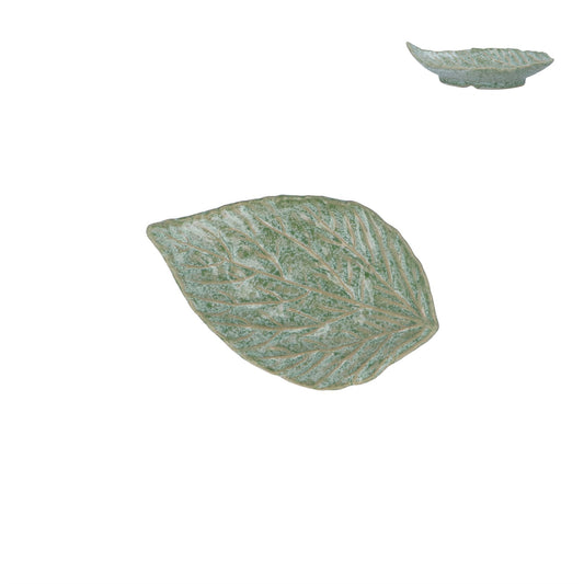 Green Speckle Porcelain Point Leaf Trinket Dish