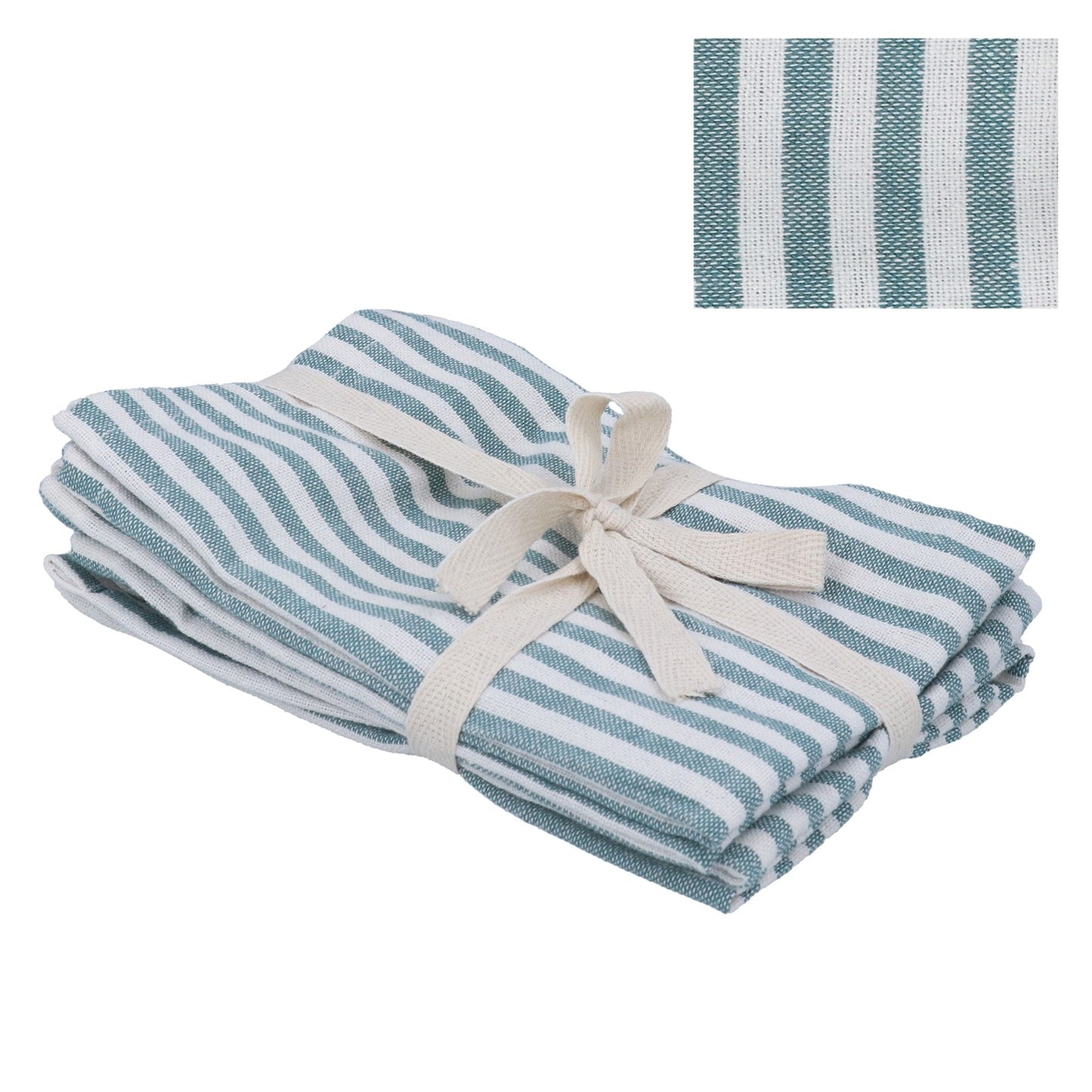 Green Striped Napkins x 4 per pack