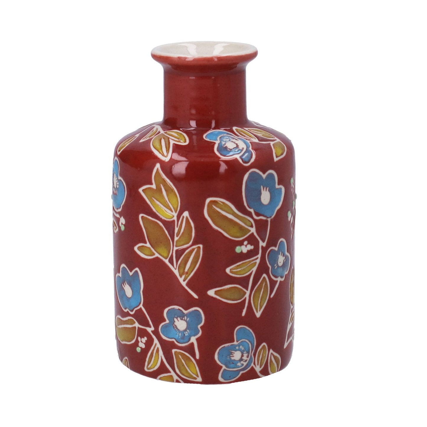Floral Stoneware Bottle Vase