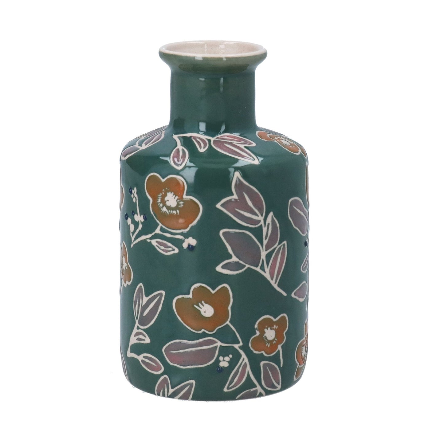 Floral Stoneware Bottle Vase