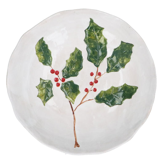 Stoneware Red Berries and Holly Snack Bowl 5cm