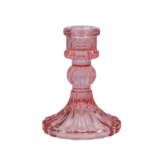 Dusky Pink Glass Classic Candlestick