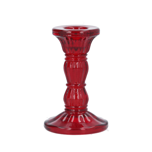 Red Glass Candlestick 10cm