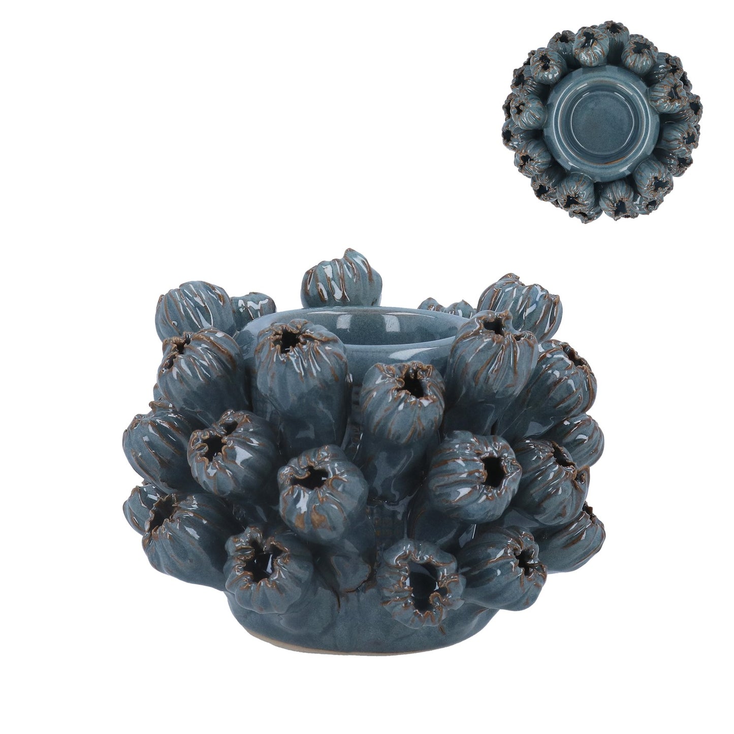Blue Porcelain Seed Head Tealight Holder