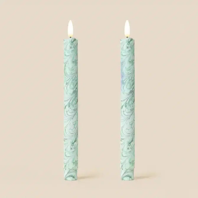 Bookbinder Marble Flameless LED Wax Candles: Oxford Blue