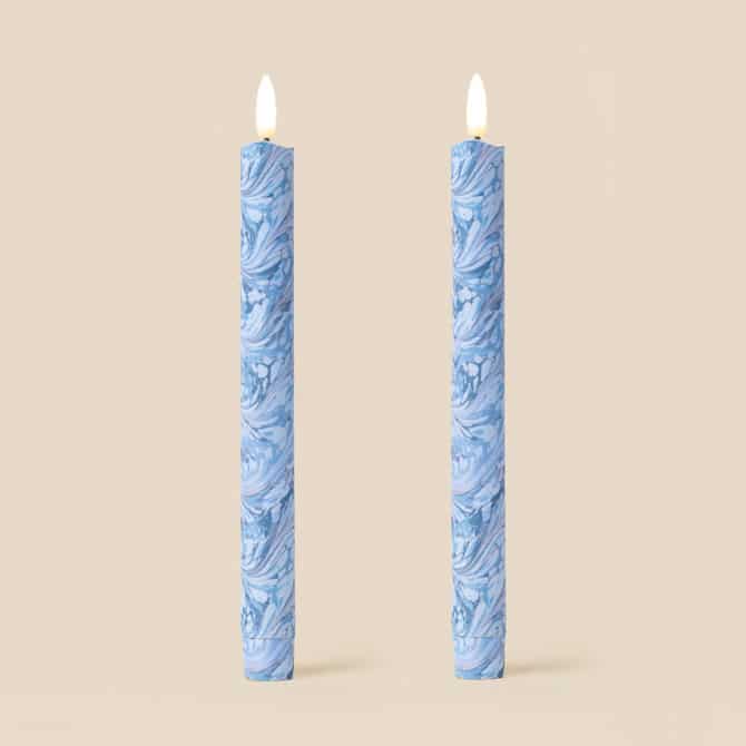 Bookbinder Marble Flameless LED Wax Candles: Oxford Blue