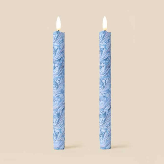 Bookbinder Marble Flameless LED Wax Candles: Oxford Blue