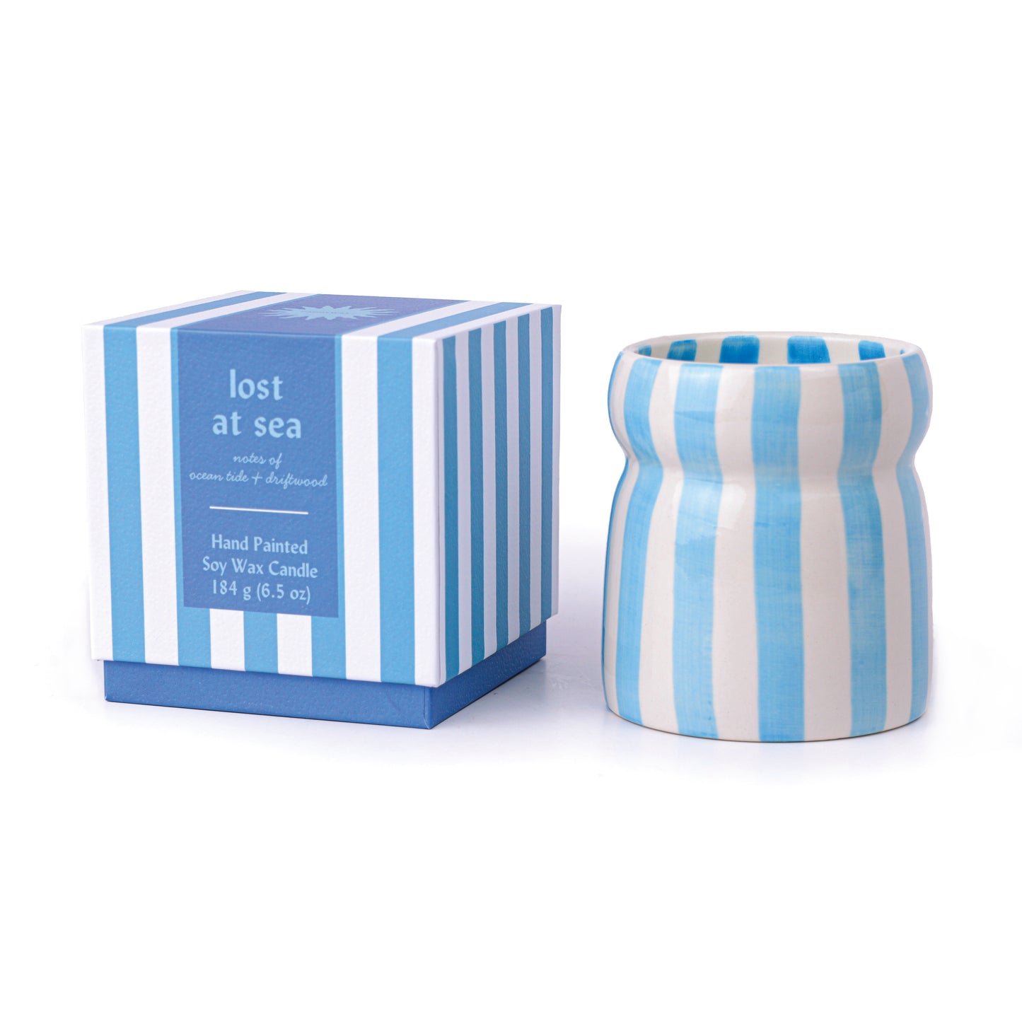 Cabana Blue Striped Candle