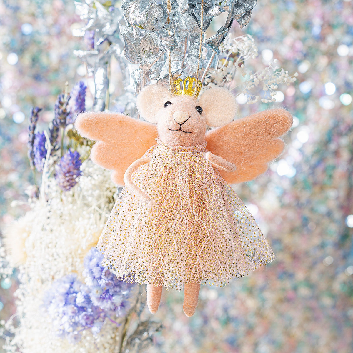 Pink Princess Fairy Mouse Felt Hanging Decoration