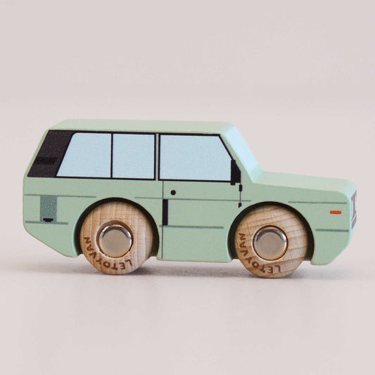 Rory is a wooden toy by Le Toy Van chosen from their collection with a number GT155. He is a Green Wooden 4x4 style