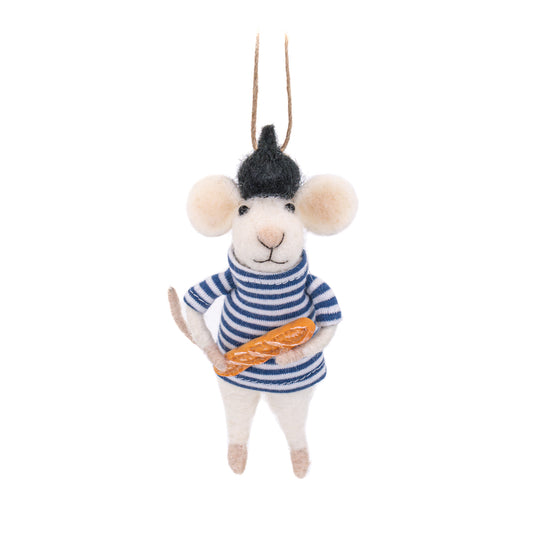 Sass & Belle French Baguette Mouse Christmas Decoration