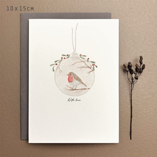 Robin Bauble Christmas Card