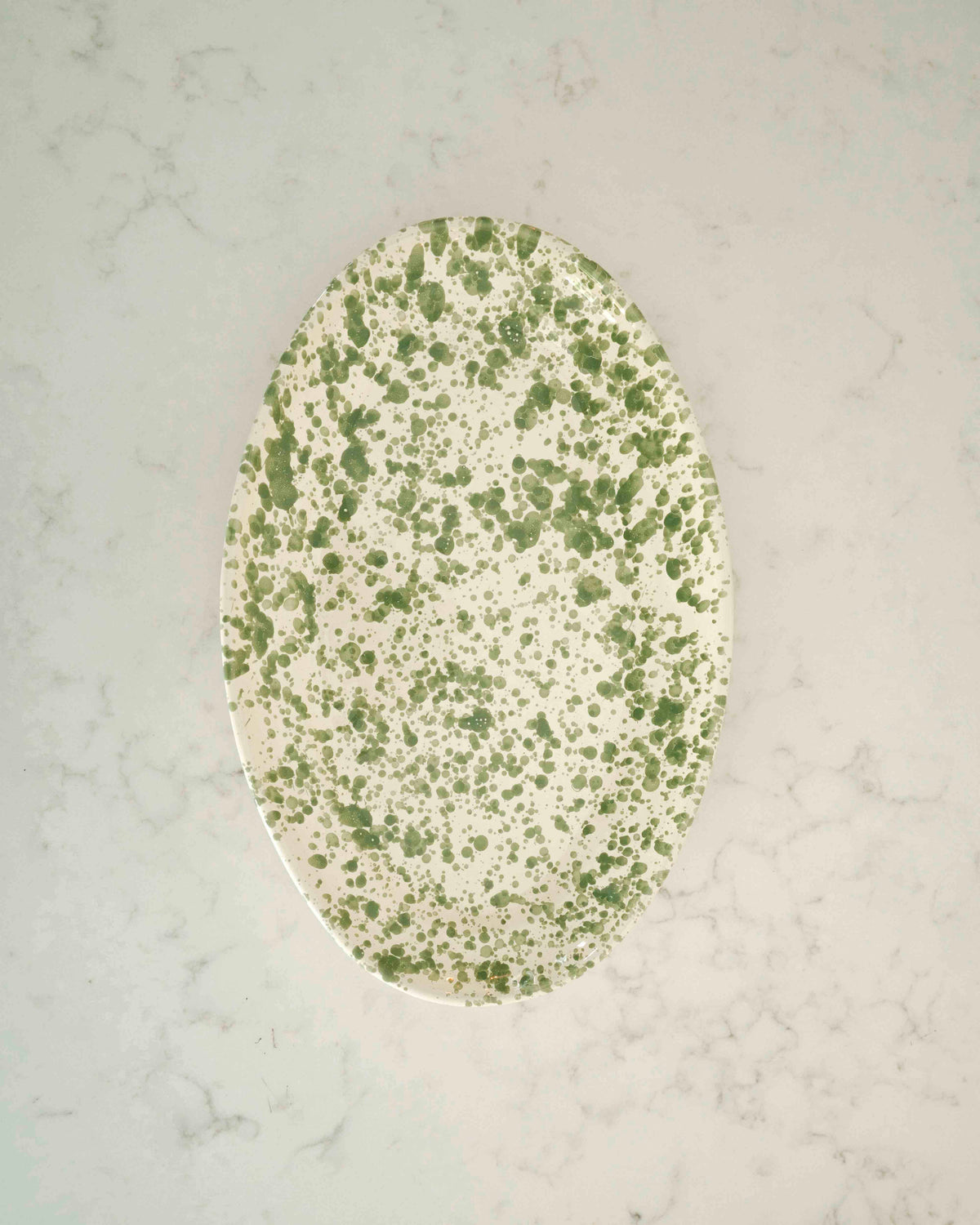 Olive Green Splatter Oval Platter from Fasano Ceramiche