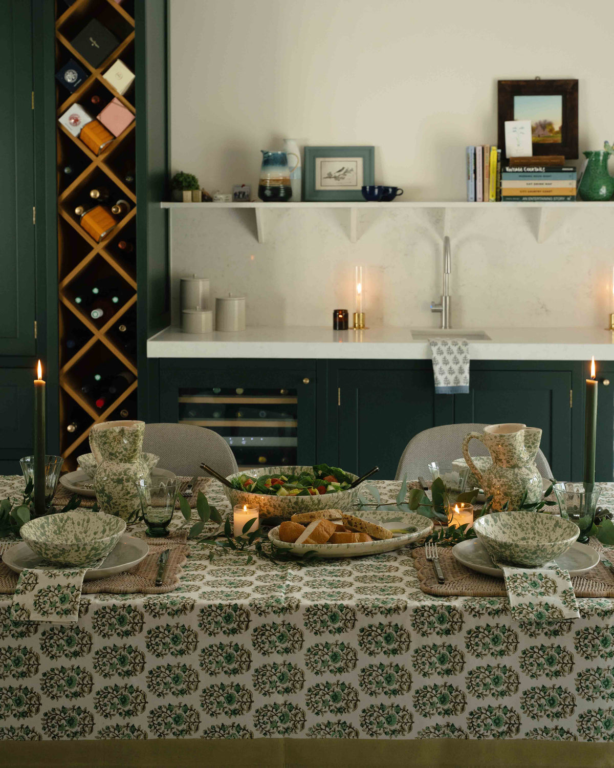 Olive Green Splatter Oval Platter from Fasano Ceramiche