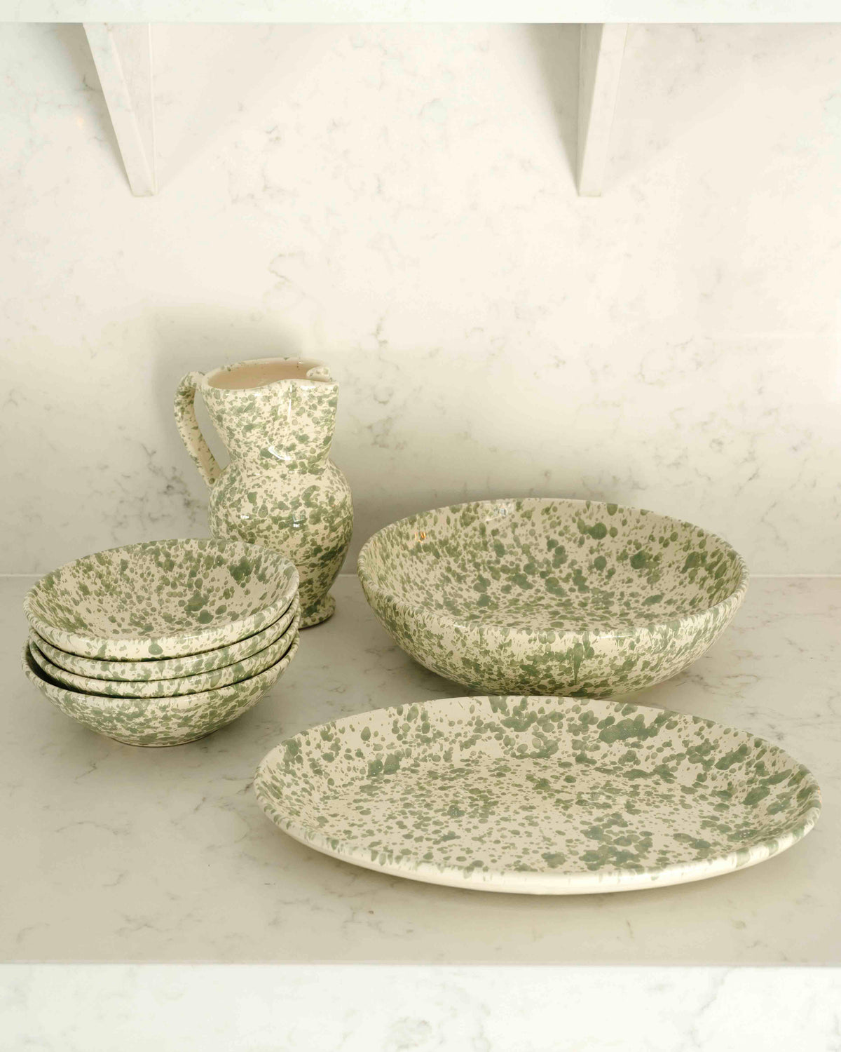Olive Green Splatter Jug from Fasano Ceramiche