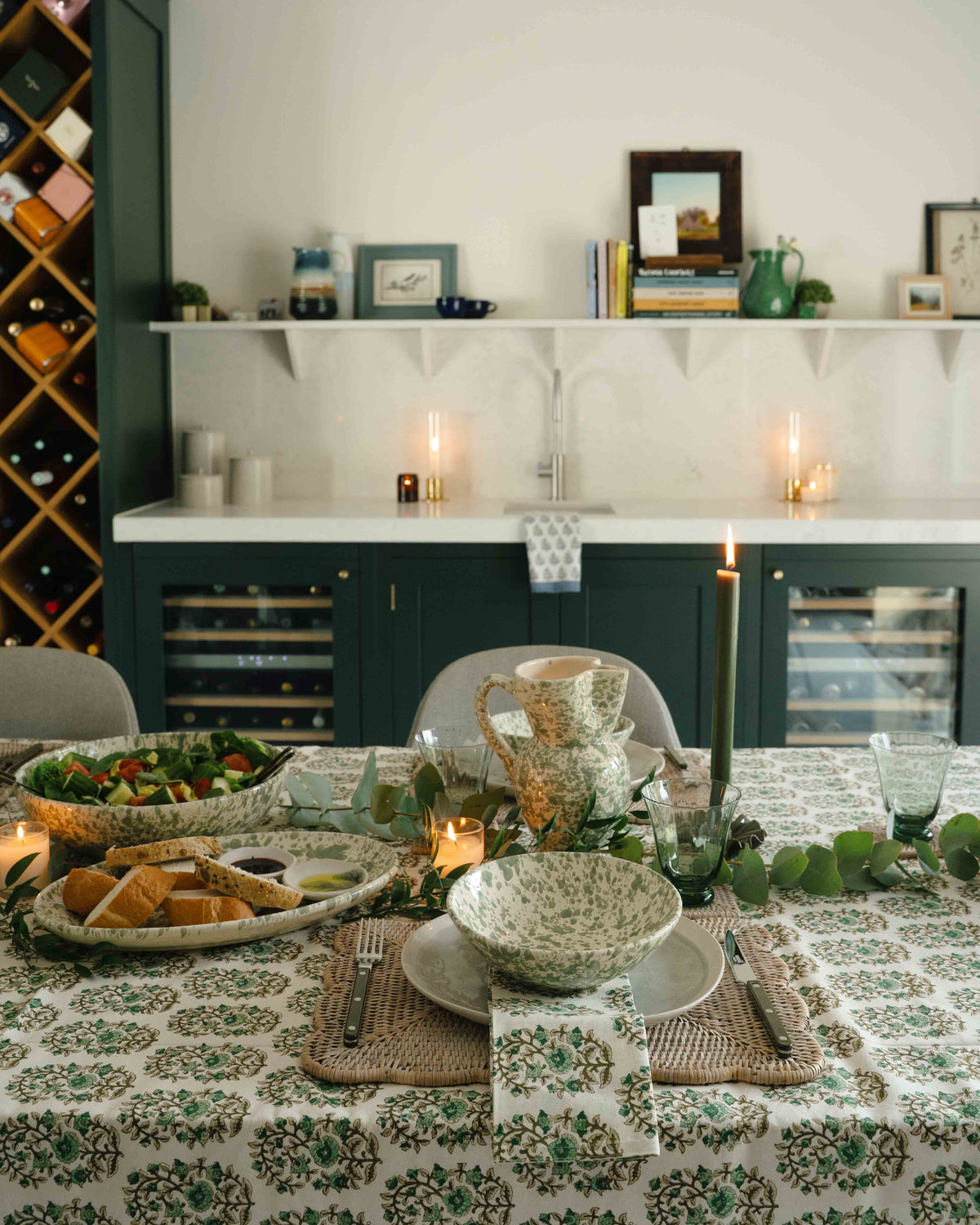 Green Splatter Pasta Bowls by Fasano Ceramiche
