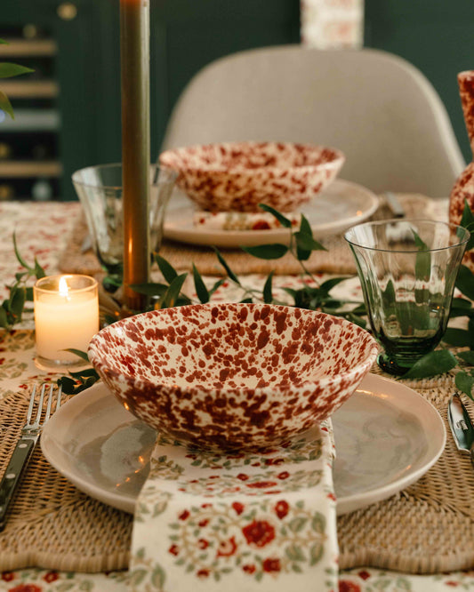 Bordeaux Red Splatter Pasta Bowls by Fasano Ceramiche