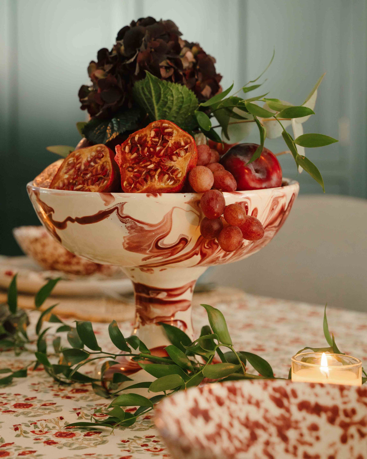 Marble Finished Footed Bowl by Fasano Ceramics