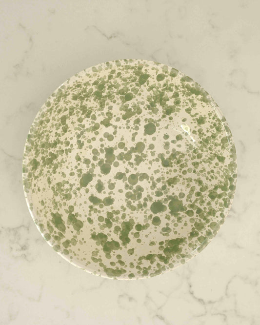 Large Olive Green Salad Splatter Bowl 26cm from Fasano Ceramiche