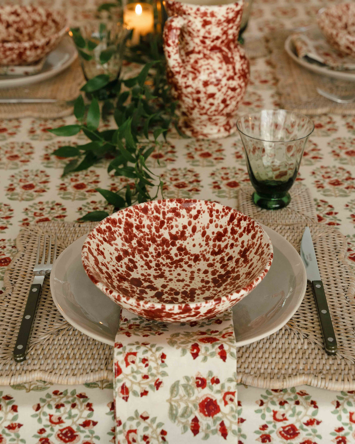 Bordeaux Red Splatter Pasta Bowls by Fasano Ceramiche