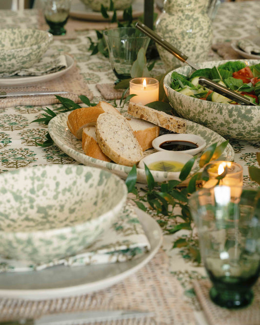 Green Splatter Pasta Bowls by Fasano Ceramiche
