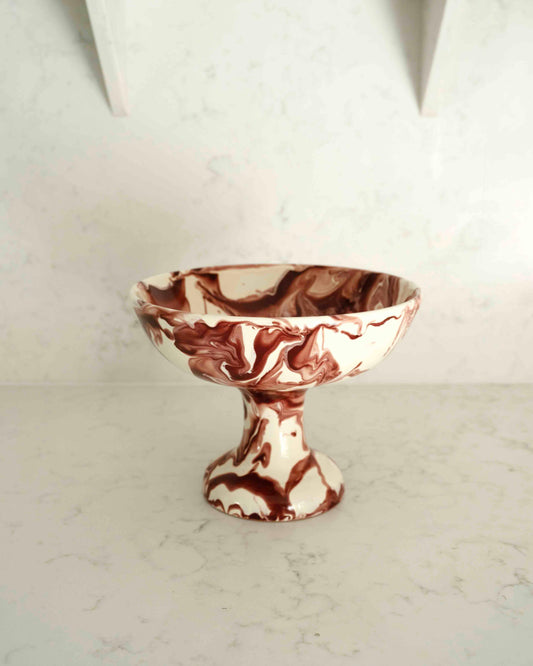 Marble Finished Footed Bowl by Fasano Ceramics