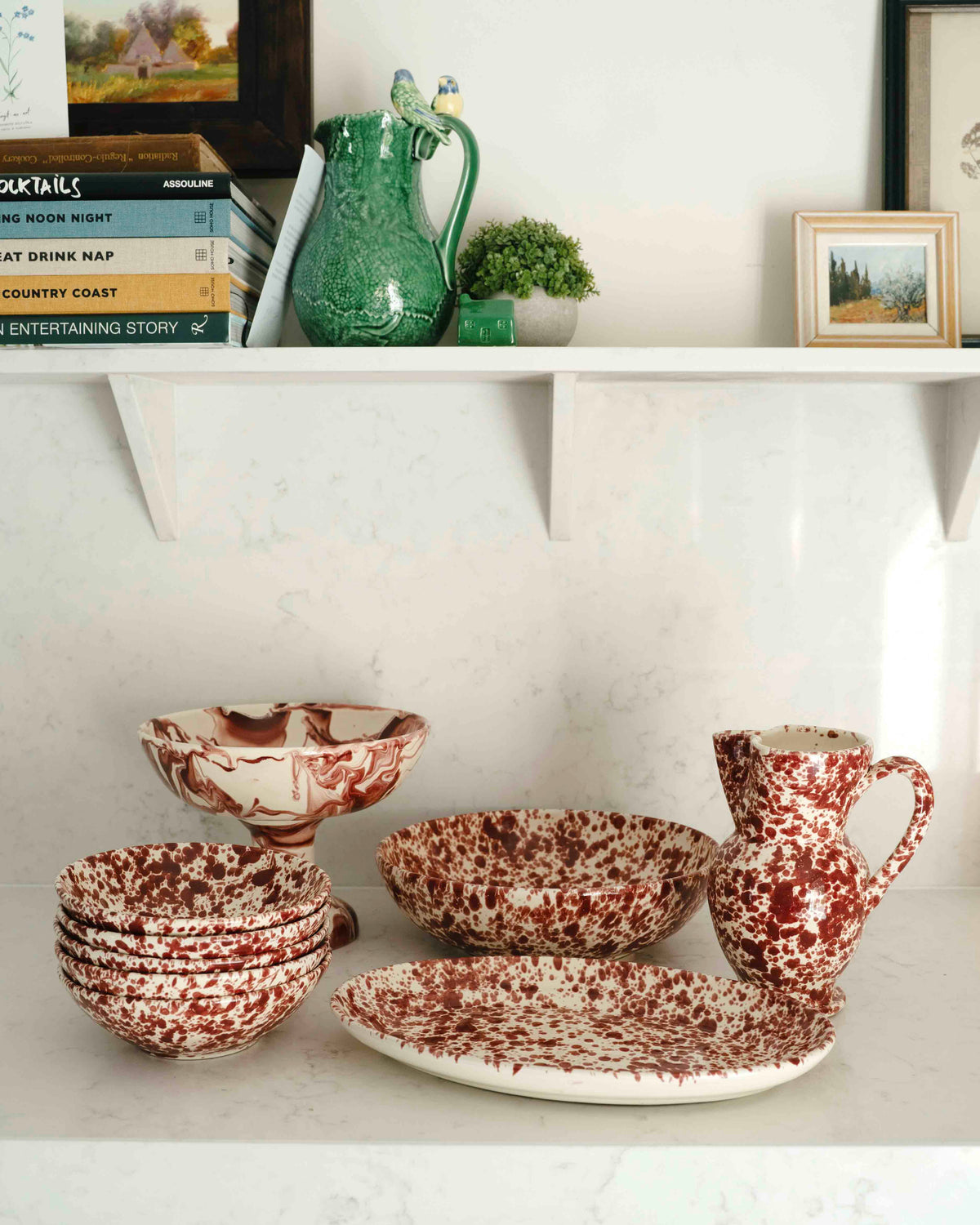 Marble Finished Footed Bowl by Fasano Ceramics