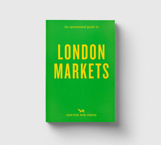 Green book cover with yellow text 'London Markets' on a light grey background
