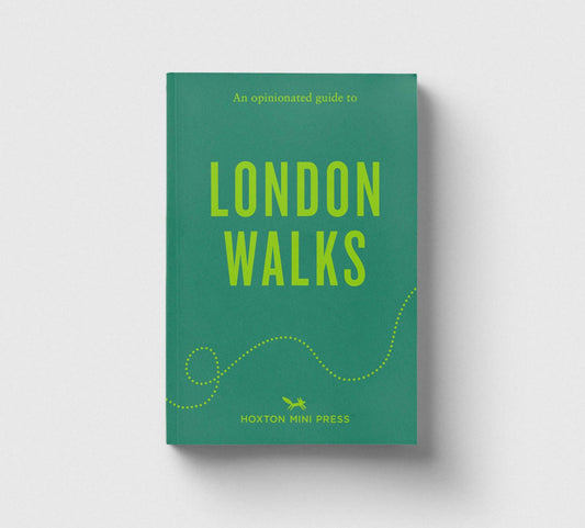 Book cover of 'London Walks' with green background and yellow text on a white background