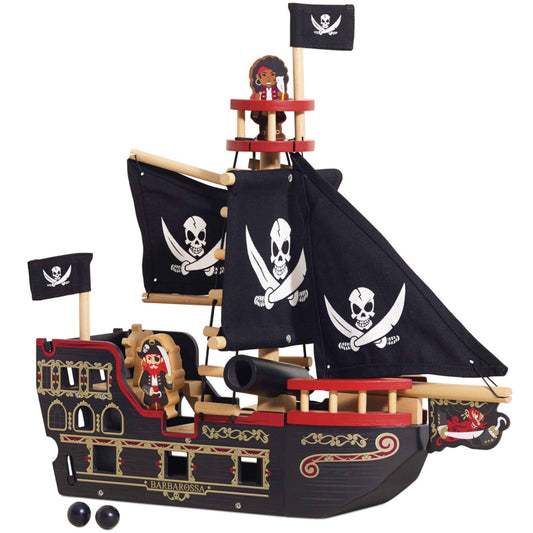 The Barbarossa Pirate Ship
A classic wooden pirate ship, full of interactive features including a cannon, trapdoor, and crow’s nest. Sustainably made and designed for magical, long-lasting play.