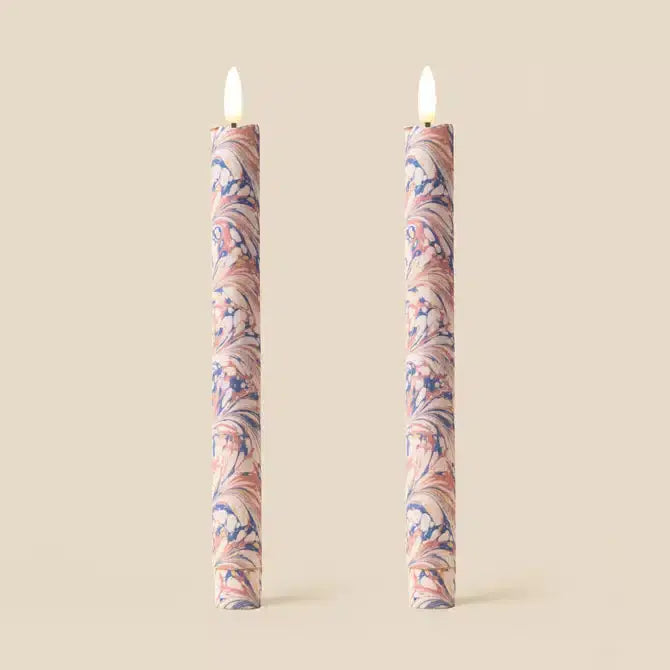Bookbinder Marble Flameless LED Wax Candles: Oxford Blue