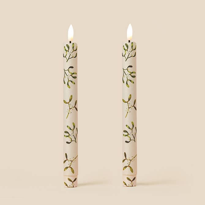 Mistletoe Flameless LED Wax Candles : Parchment